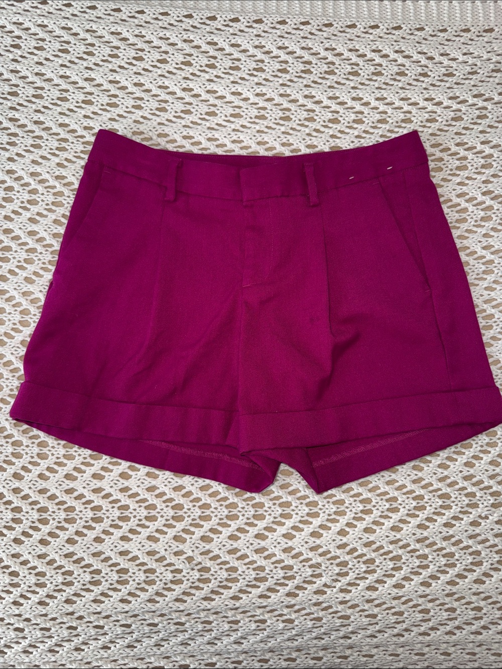 Women's High-Rise Magenta Tailored Shorts